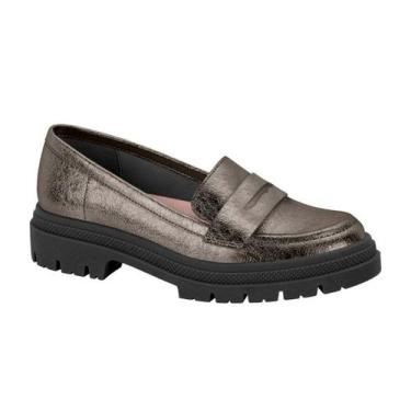 Imagem de Sapato Feminino Mocassim Moleca 5775.105-, Metalizado grafite, 37