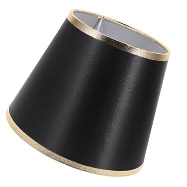Imagem de abajur de tecido acessórios de mesa lâmpadas para lustre abajur de linho acessório de lâmpada clipe de pano no abajur lâmpada de parede abajur barril abajures pequenos (Color : Black, Size : 26X17X1
