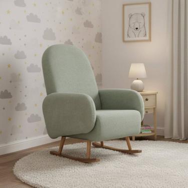 Imagem de Poltrona de Amamentação Bouclé Balanço Wave Verde Claro