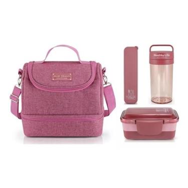 Imagem de Bolsa Térmica Marmita Copo Porta Talher Kit 4 Peças Concept - Jacki De