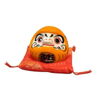 Imagem de predolo Cofrinho Daruma de Cerâmica para Decoração de Mesa, Boneco Daruma, Estatueta Japonesa, Pote para Economizar Dinheiro para Café, Laranja