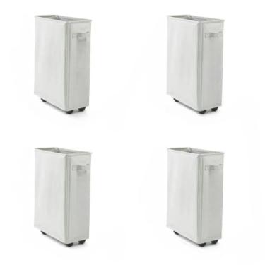 Imagem de Cesto de Roupa Suja Dobrável Com Rodas Universais Tecido Oxford,Organizador para Quarto e Banheiro,Ideal para Famílias(Cinza claro KTI4)