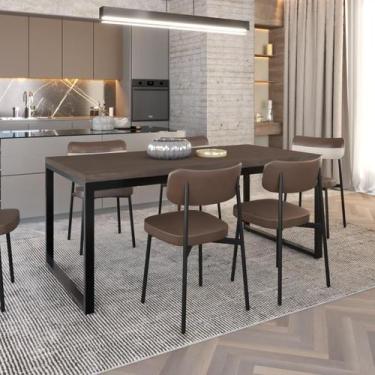 Imagem de Mesa de Jantar Yon 180 X 90 X 76 cm - Compace Decor, Terracota/Est.Pre