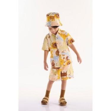Imagem de Conjunto Infantil para Menino com Camisa e Bermuda Safari Três e Já-Masculino
