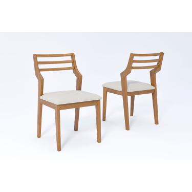 Imagem de Cadeira Sala de Jantar Damasco Kit 2 Un Carvalho/Linho Cru - Cimol