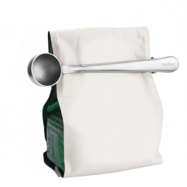 Imagem de Colher de café aço inoxidável 2 em 1 com alça longa e clips para selar sacos Ferramentas cozinha chá leite pó bebidas in