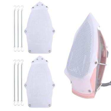 Imagem de 2un. Capa Protetora para Sola Ferro Passar, Protetor Branco Ferro com Ganchos Passar Elétrico Protetor de Roupas Previne Queimaduras Grudagem e Chamuscamento de Tecidos