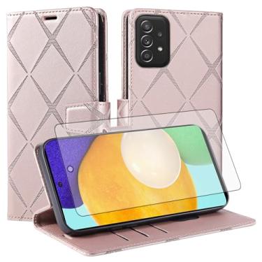 Imagem de Asuwish Capa de telefone para Samsung Galaxy A72 5G/4G Capa carteira com protetor de tela de vidro temperado PU couro sintético flip porta-cartão de crédito slot suporte robusto celular A 72 G5 72A