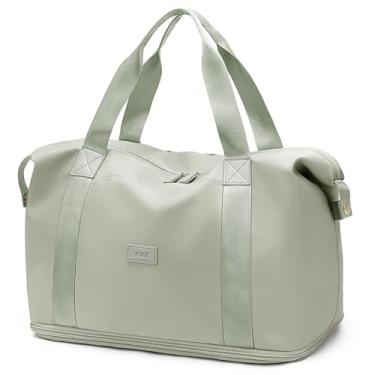 Imagem de VNINE Bolsas de viagem para mulheres e homens bolsa esportiva expansível bolsa esportiva hospitalar para mulheres bolsas para aviões, Verde