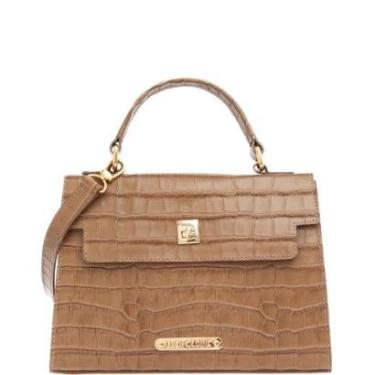 Imagem de Bolsa Feminina Leopoldine Couro Legítimo Caramelo com Alça Removível e Fecho Metálico-Feminino