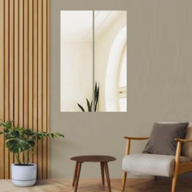 Imagem de Espelho Decorativo Retangular Kit 2PC Espelho de Parede Reflete IMAGEM Perfeita