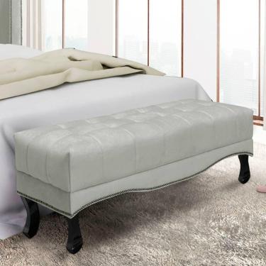 Imagem de Recamier 0,90m Com Pés Luis Xv E Capitonê Em Tecido Veludo Vicenza - Lucadi Prata