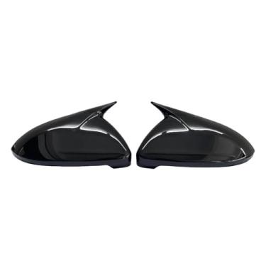Imagem de Compatível com vw golf 7 mk7 mk7.5 gti r gte gtd 2014-2019 espelho retrovisor capa espelho lateral tampas acessórios do carro pretos de carbono(Bright black)