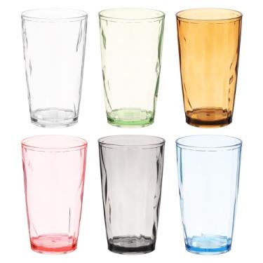 Imagem de Tcwhniev Conjunto de 6 copos de vidro inquebráveis de 490 ml, copo de acrílico empilhável para uso em casa, restaurante, escola, piquenique ao ar livre