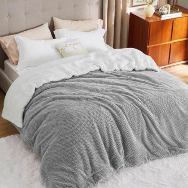 Imagem de Manta Bedsure Sherpa de Forro Polar Tamaño Queen Diseño Espiga Gris