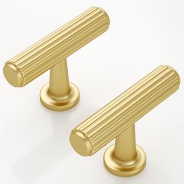 Imagem de 9BUILD Pacote com 10 puxadores de armário dourados escovados puxadores de gaveta