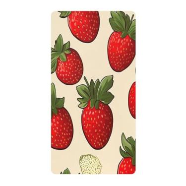 Imagem de Blueangle Lençol de berço padrão para berço infantil - Lençóis de algodão macio e respirável com estampa de morango (801)