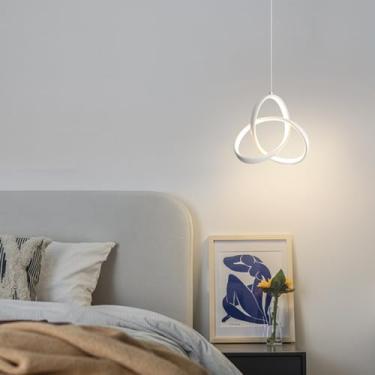 Imagem de Lustre LED moderno, luminária pendente redonda de 15W, ajustável em 3 cores (3000k/4500k/6000k), luminária de teto com 2 anéis para sala de jantar, cozinha, sala de estar, quarto e bar (bran