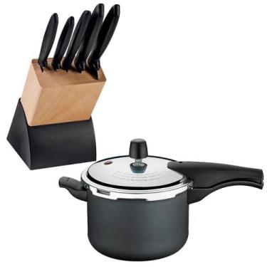 Imagem de KIT - Faqueiro Plenus 6 Peças + Panela de Pressão 4,5 Vancouver Grafit