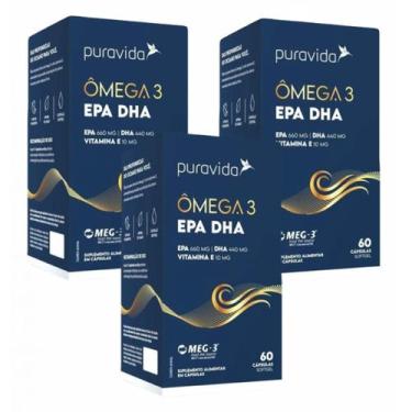 Imagem de 3x Ômega 3 EPA DHA- Vit. E- 1.411MG DE ÔMEGA 3- 60 Softgel - Pura Vida