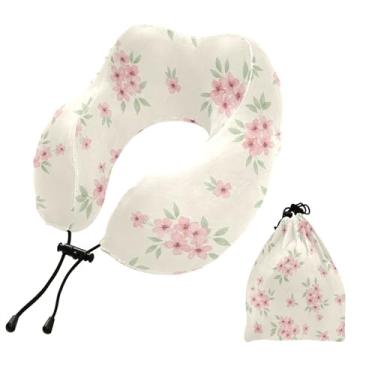 Imagem de Burbuja Almofada de pescoço de flores para viagem, almofada de viagem de espuma viscoelástica para suporte de cabeça de carro de avião dormindo, lavável na máquina e portátil