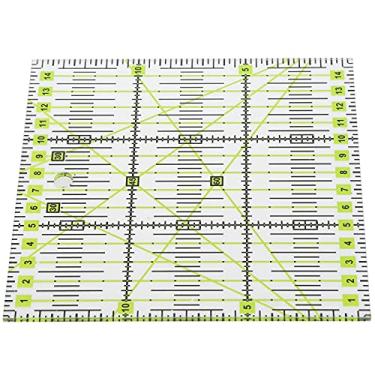 Imagem de Régua de estofamento de acrílico, linhas de grade de cores duplas régua de costura quadrada clara com orifício para pendurar, para artesanato de costura acolchoado