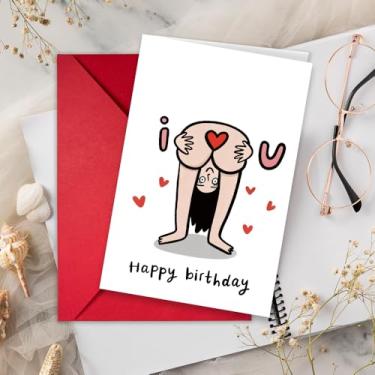 Imagem de Cartão de felicitações pop-up de Dia dos Namorados, design de coração de bumbum fofo, com envelope vermelho, 18 cm/7,08 polegadas x 12 cm/12 cm, presente romântico dos namorados
