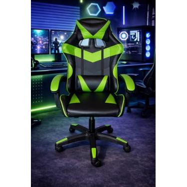 Imagem de Cadeira Gamer Reforçada com Base Resistente e Alta Durabilidade (Preto e Verde)
