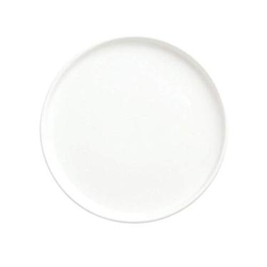 Imagem de SXAYTLH Prato de jantar, prato de cerâmica, prato de porcelana, prato de bife, prato ocidental, prato de café da manhã, prato plano europeu branco de 21,7 cm