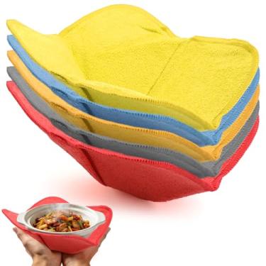 Imagem de Conjunto aconchegante de 5 peças, suportes de tigela para comida quente, suporte de tigelas de micro-ondas para evitar que as mãos aqueçam e mantenham os alimentos aquecidos