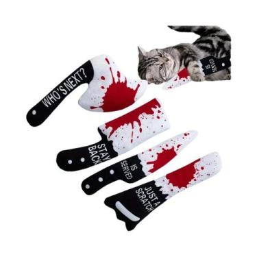 Imagem de Brinquedos De Pelúcia De Gato Para Halloween, 4 Peças, Faca De Terror 