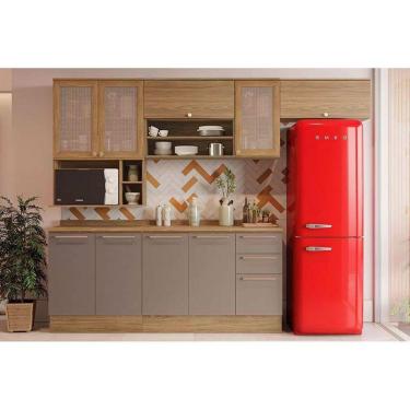 Imagem de Cozinha Completa Botanic 8 Peças (4 Armários + 2 Balcões + 2 Complementos) M665 Nogueira-fendi - Kappesberg