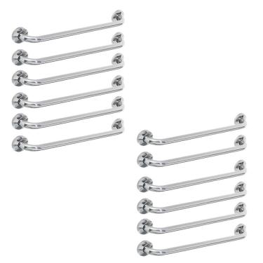 Imagem de Alça De Apoio Barra Kit 12 Unidades 50cm Inox Banheiro Corrimao Acessibilidade Segurança
