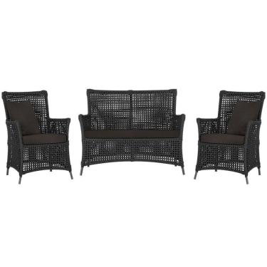 Imagem de Jogo Sofá E 2 Poltronas Igapó Alumínio Preta E9 Trama Preto