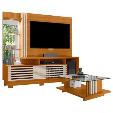Imagem de Estante Home Theater Com Pés E Mesa De Centro Frizz Plus Cinamomo Off White - Madetec