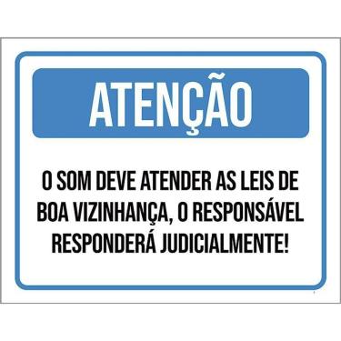 Imagem de Kit 3 Placa Acm Som Deve Atendr Leis Boa Vizinhança 18X23