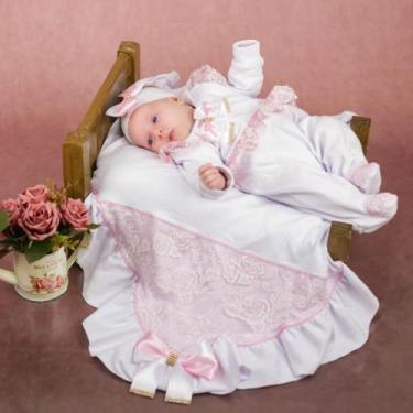 Imagem de Saída maternidade menina de luxo princesa - Pequeno charme , Branco, P