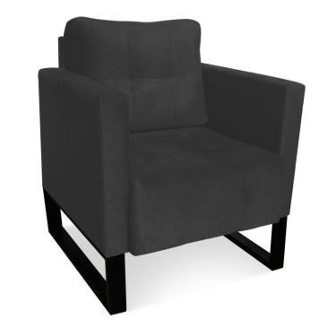 Imagem de Poltrona Sala Decorativa Livia Industrial Preto Suede Grafite M11 - D'rossi