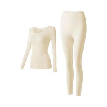 Imagem de Conjunto De Roupa Térmica Feminina Sem Costura Fina Para Inverno - Cam
