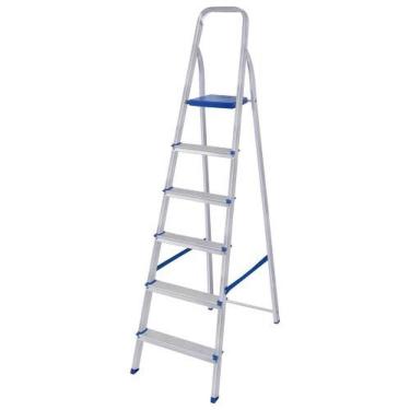 Imagem de Escada Alumínio 6 Degraus 178cm Mor - Capacidade 120kg