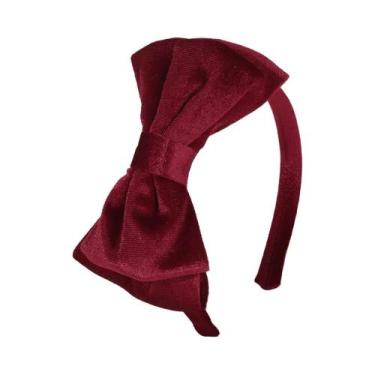 Imagem de Faixa De Cabelo De Veludo Para Meninas Com Laço Grande De Dupla Camada