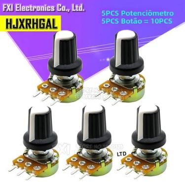 Imagem de Potenciômetro Rotativo Linear De 3 Pinos 15mm 5 Conjuntos WH148 Para A