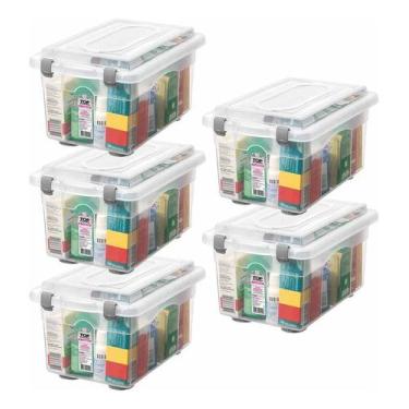 Imagem de Kit 5 Organizador Plástico Empilhável Cristal Rígida Multiuso 4,3l - S