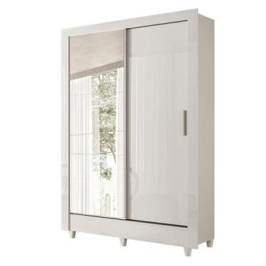 Imagem de Guarda Roupa Belgica 2 portas de Correr com Espelho Branco Brilho - Sa