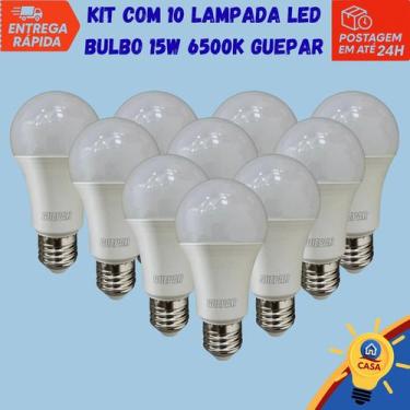 Imagem de Lâmpada LED Bulbo 15W Bivolt 6500K  Guepar Kit com 10 unidades