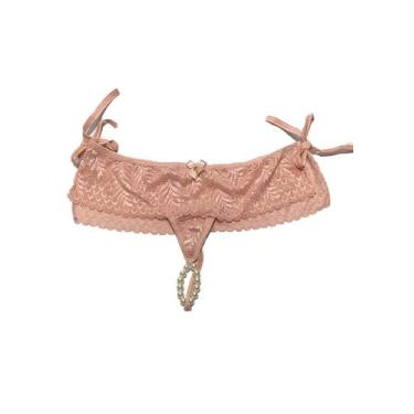Imagem de Calcinnha Tanga Tailandesa com Pérolas Fio Dental - TJ VIP, U, Rose