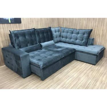 Imagem de Sofá Canto Retrátil Reclinável Cinza 502 Barcelona