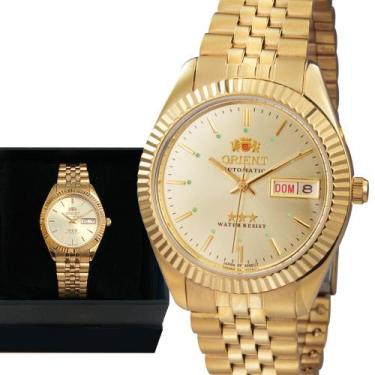 Imagem de Relógio Masculino Orient Automático Dourado Original Luxo
