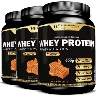 Imagem de 3x WHEY PROTEIN POWER NUTRITION DOCE DE LEITE 900G - HF SUPLEMENTS