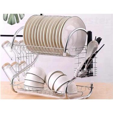 Imagem de Escorredor De Louças Aco Inox C/ Suporte Copos/talheres